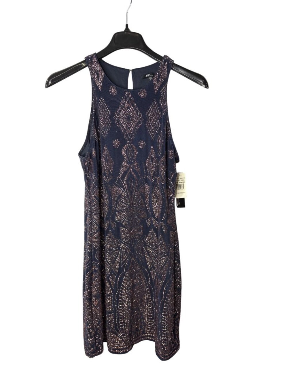 Jump Apparel Midi Bodycon Dress Juniors XL Navy Blue Pink Glitter Vtg Y2K New